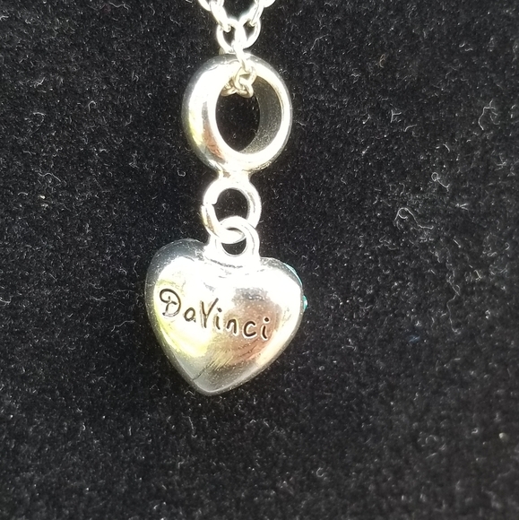 DAVINCI MARCH BIRTHSTONE SILVERTONED & BLUE GLASS PAVE CRYSTAL PENDANT NECKLACE - Picture 2 of 4